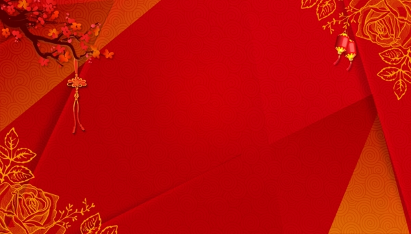 中国红喜庆新年梅花背景