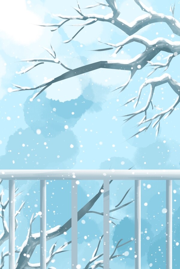12月你好冬季雪景海报背景