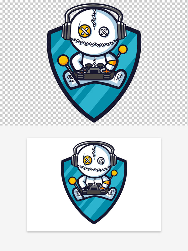 手绘风格卡通机器人玩具可爱标志logo