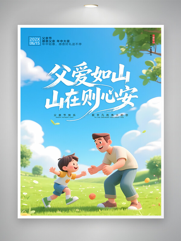清新简约父爱如上父亲节促销海报