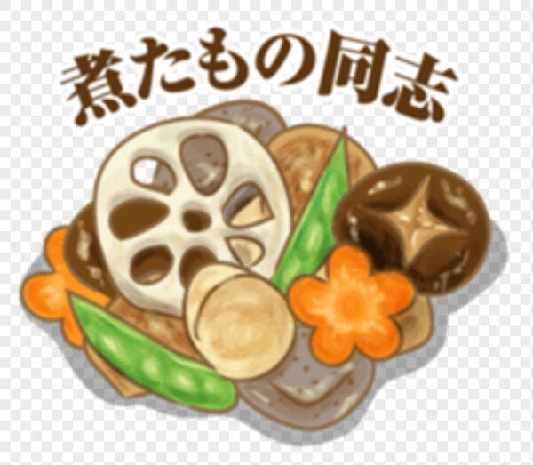 莲藕片蘑菇和其他蔬菜日式煮物拼盘