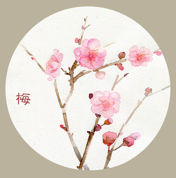 位图中国风植物花朵几何免费素材