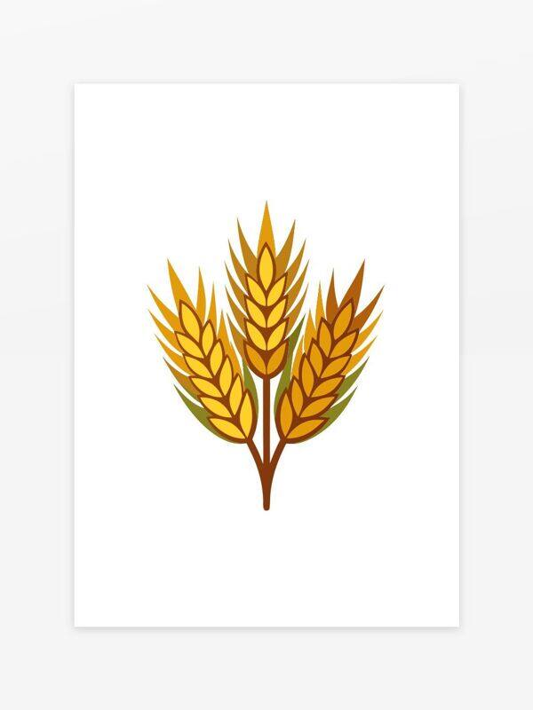 创意手绘扁平卡通金色麦穗插画