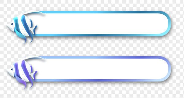 手绘蓝色小鱼渐变创意横幅边框装饰