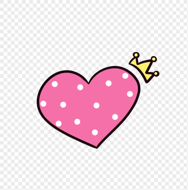 手绘情人节波点粉红爱心皇冠卡通元素