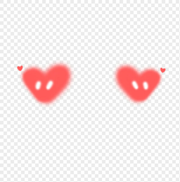 两个渐变红色爱心卡哇伊腮红免抠面部装饰