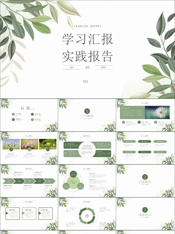 小清新学习汇报实践报告教育教学通用