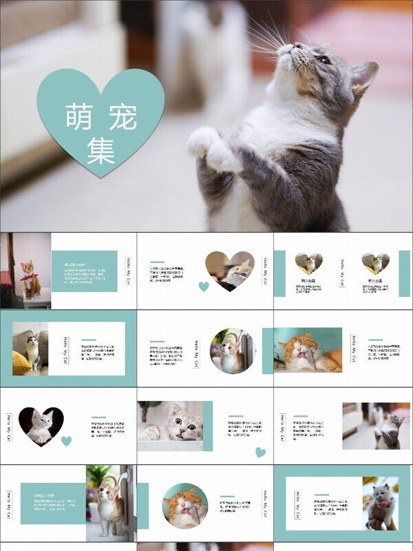 小清新猫咪相册宠物PPT