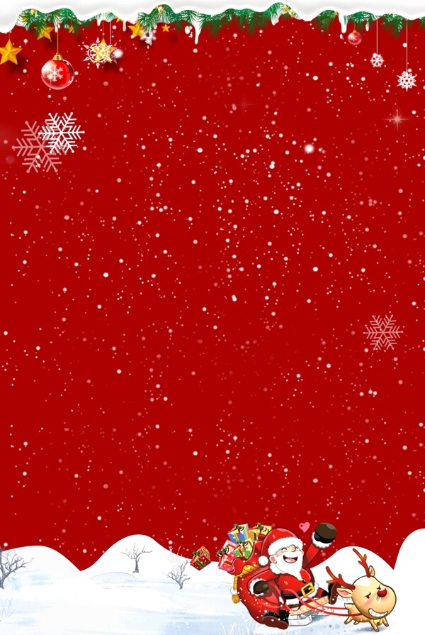 红色下雪圣诞节背景素材