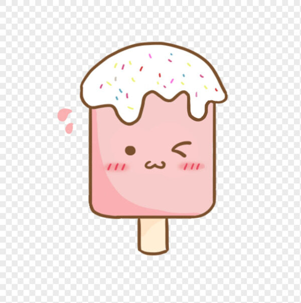 卡通手绘粉色奶油冰淇淋彩色巧克力碎卖萌表情