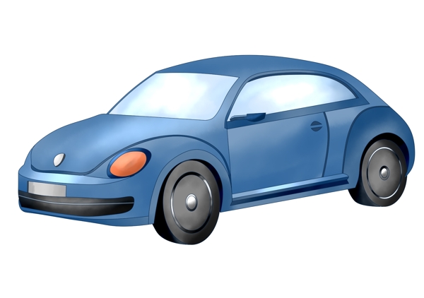 一辆蓝色小轿车插画