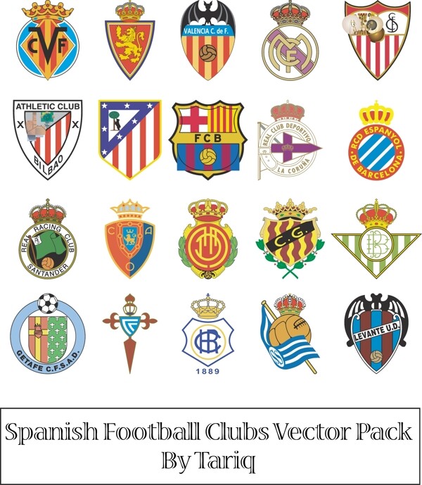 西班牙足球俱乐部logo标识矢量