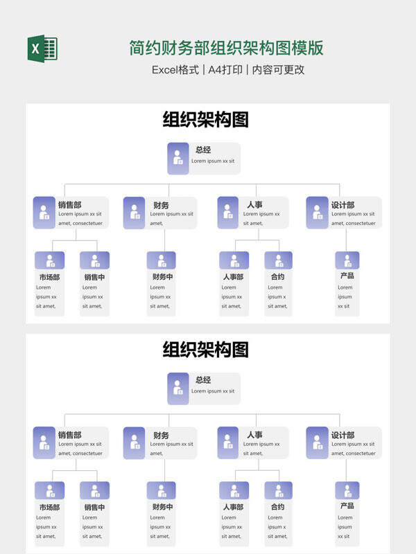 简约财务部组织架构图模版