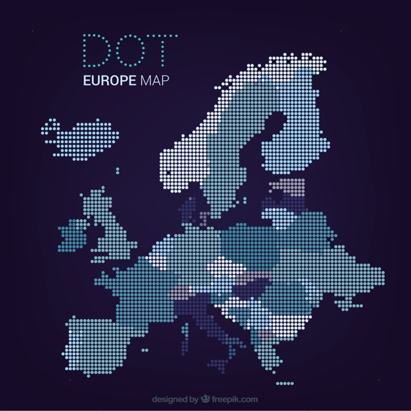点状图案欧洲地图矢量素材