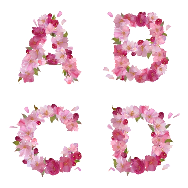 花朵构成的英文字母