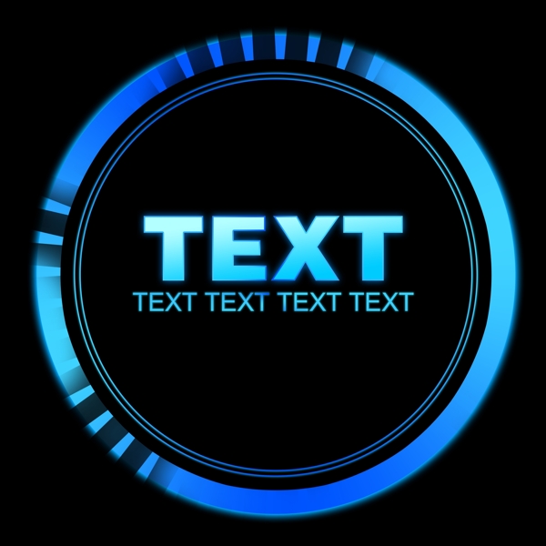 蓝色圆形科技发光边框素材文字可修改