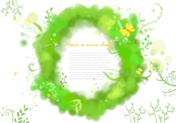 绿色圆圈和藤蔓插画