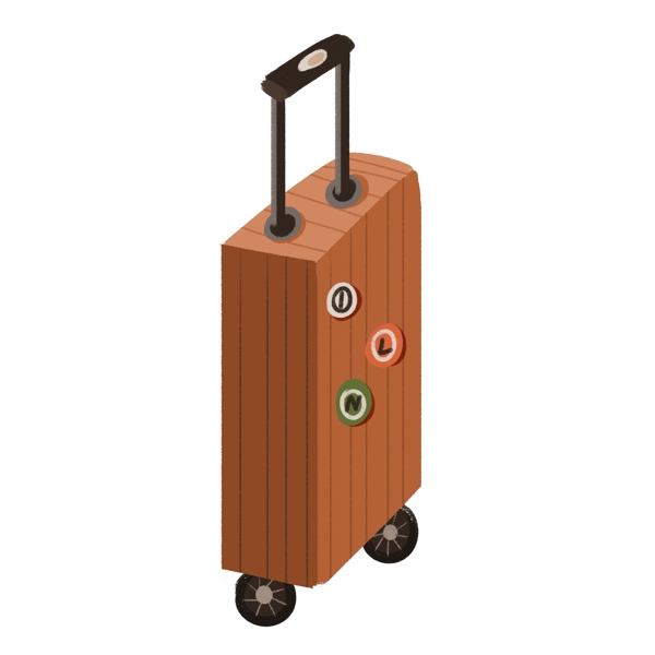 复古手绘行李箱插画元素设计