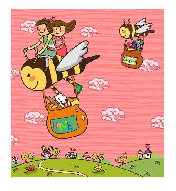 韩国儿童教育插画矢量图08