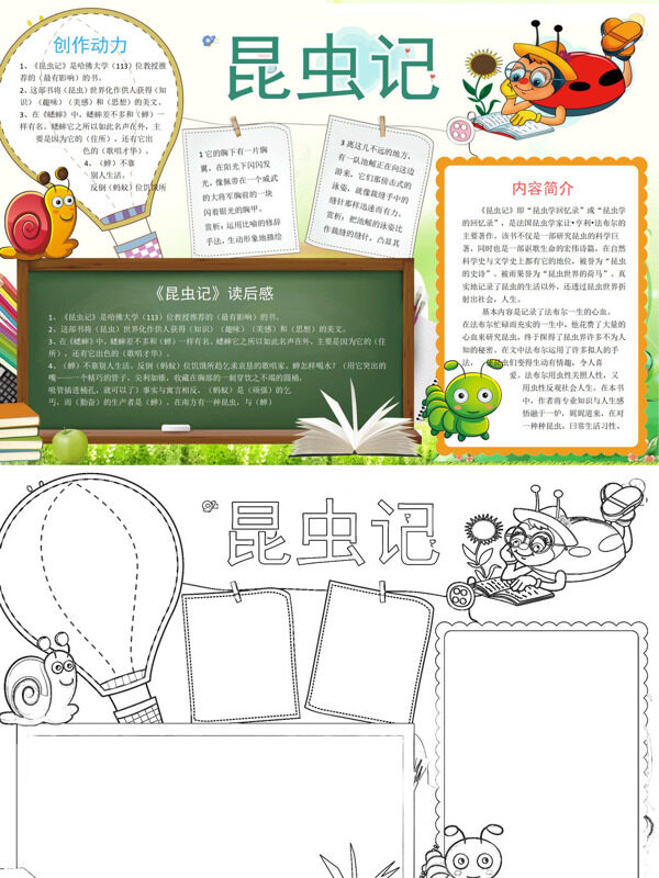 手绘昆虫记昆虫世界手抄报