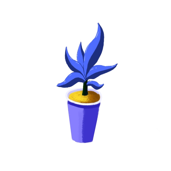 手绘蓝色的小植物