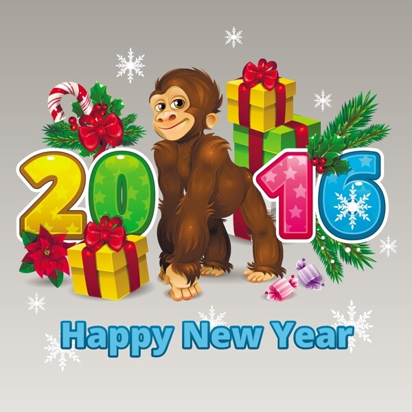 2016可爱猴子矢量素材