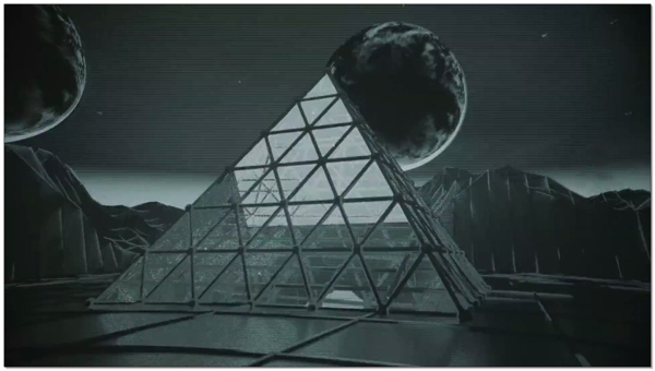 灰色玻璃塔潮流骷髅背景视频素材
