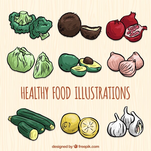 9种彩绘健康蔬菜水果