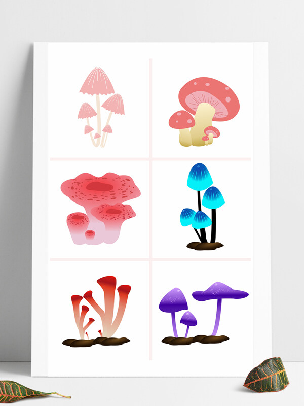 矢量蘑菇植物卡通插画