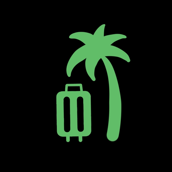 绿色椰子树手拉箱图标