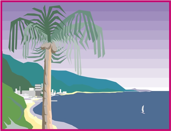 图案图纹背景大海海边椰树