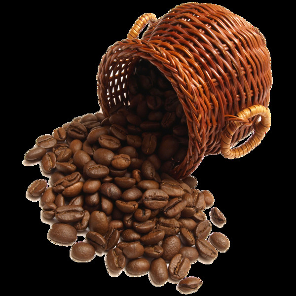 实物竹篮咖啡豆元素