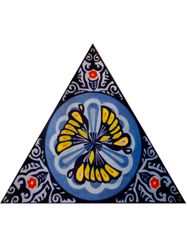 传统   抽象花卉草木 底图底纹  图案背景贴图  三角形 蓝底黄花