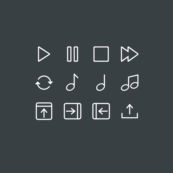 音乐多个扁平化的细线系统软件常用图标