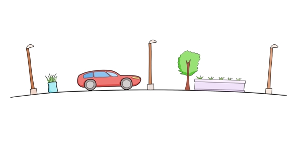 马路汽车分割线插画