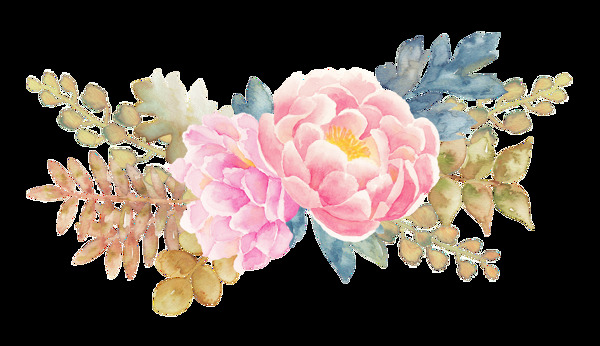 粉蓝花丛透明装饰素材