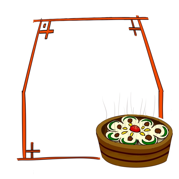 枣糕花馍传统边框插画
