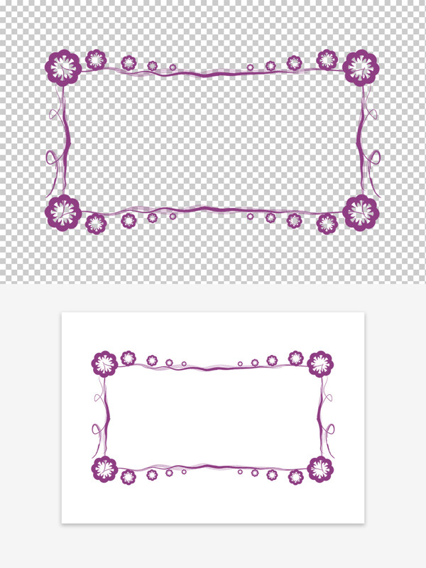 紫色花朵花纹不规则线条文字框边框