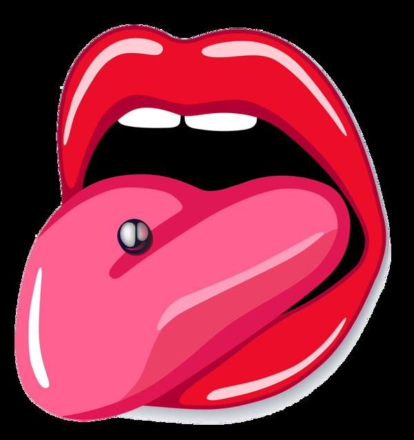 性感红唇舌头免抠png透明图层素材