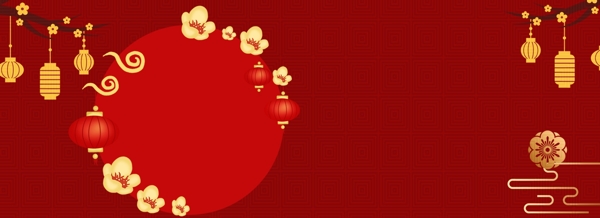 中国风大红色电商活动海报背景