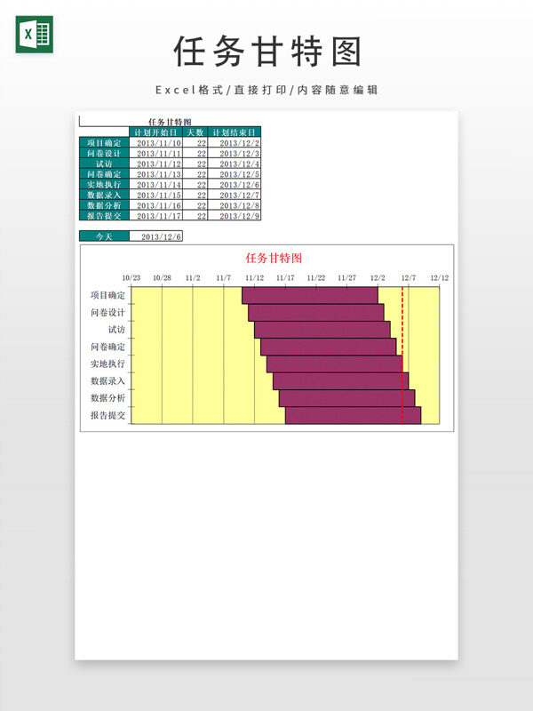 任务明细分工甘特图