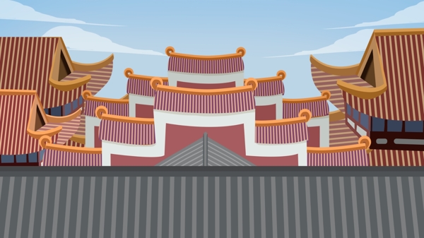 中国风特色古建筑背景素材