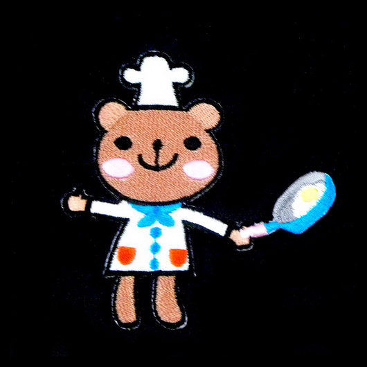 贴布卡通动物熊厨师平底锅免费素材