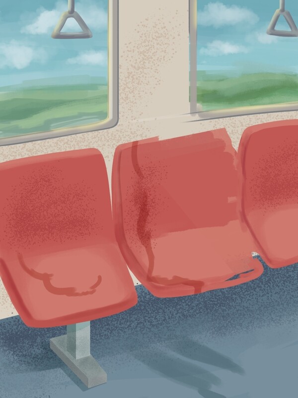 手绘公交椅子背景设计